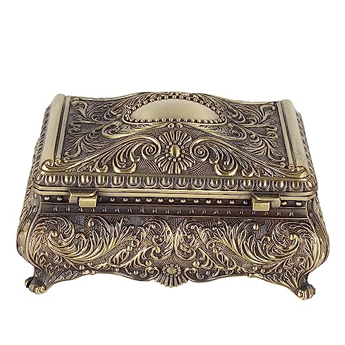 Sempoda Portagioie in Metallo,Scrigno del Tesoro OrnatoScatola Decorativa per Gioielli,Scatola Portagioielli Rettangolare Portagioie Vintage per Donne Ragazze Compleanno Natale(Bronzo)