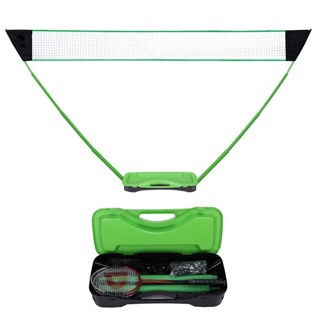 Set da Badminton Completi, Set di Rete da Badminton Portatile con 2 Racchette da Badminton e 2 volani, Sistema di Rete da pallavolo e Tennis Pieghevole per Esterni e Cortili.