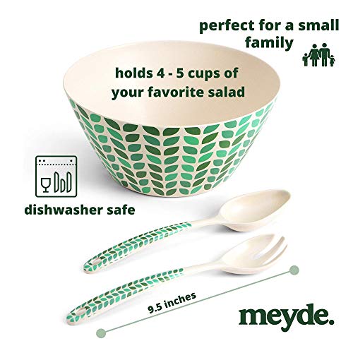 Salad Bowl with Tongs | Beautifully Boxed for Gift Giving | Perfect Salad Serving Bowl | Bamboo Bowl | Dishwasher Safe | Great for Salad Mix Bowl | Fruit Bowl