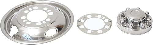 Miniatura 4 de Simulador completo de ruedas de acero inoxidable pulido de 16 pulgadas, 8 lengüetas, 4 agujeros de mano, para Chevy GMC 3500 1974-2000, Ford F350