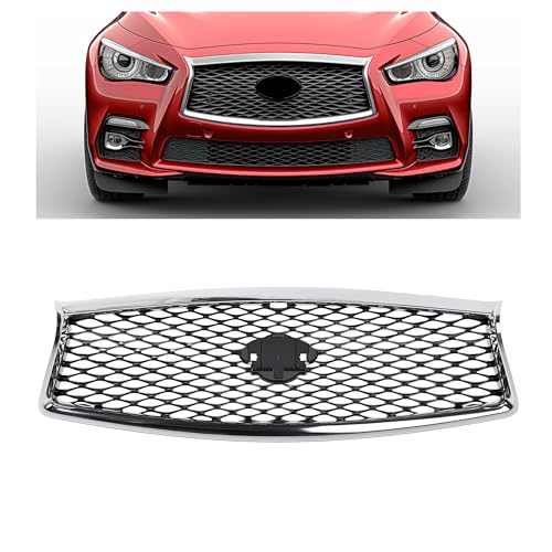 HECASA - Rejilla frontal compatible con todos los modelos Infiniti Q50 2014-2017 negro + plástico ABS plateado pintado y cromado