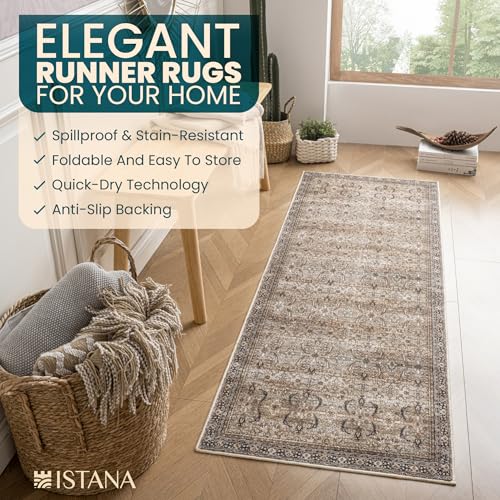 Istana R02-2X6-OC Hallway Runner Rug 2X6 - Olive/Charcoal Kitchen Rugs Non Slip Washable -Silk'S Soft Touch Carpet Runner thumb #4
