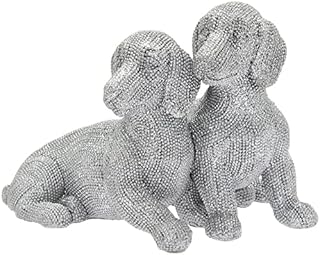 Two Dachshunds silver diamante glittery ornament figurine by Leonardo, great Sausage Dog lover gift