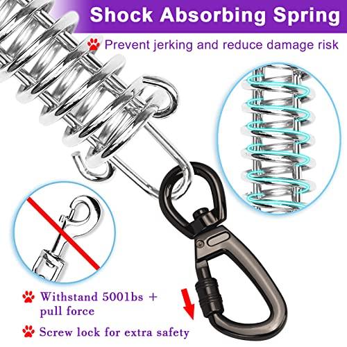 Tie Out Leinen für Hunde mit Stoßdämpfender Feder,lHofleine Leinen für Hunde(02-Lila,3M