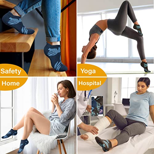 Image of Muezna Non Slip Yoga Socks for Women, Anti-Skid Pilates, Barre, Hospital Socks with Grips, Size 5-10