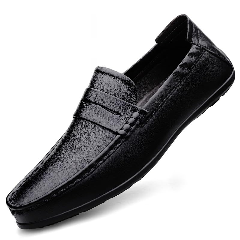 Men's Loafers Shoes Vegan Leather Stitching Details Penny Loafers Flat Heel Comfortable Anti-Slip Fashion Slip On