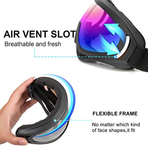 LJDJ Motorcycle Goggles - Glasses Set of 5 - Dirt Bike ATV Motocross Anti-UV Adjustable Riding Offroad Protective Combat Tactical Military Goggles for Men Women Kids Youth Adult