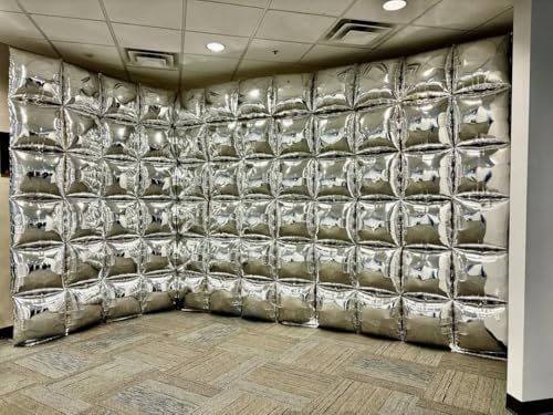 Image of 36pcs Silver Square Foil Balloons Wall Backdrop with 144pcs Balloon Garland Arch Kit, Double Sided Balloons for Bachelorette Baby Shower Birthday Anniversary Graduation Prom Party Decorations