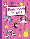 Sketchbook For Girls: A Fantastic Kids Drawing Pad with Large Blank Pages for Hours of Creative Fun! (Makes a Cute Sketchbook for Kids Gift!)