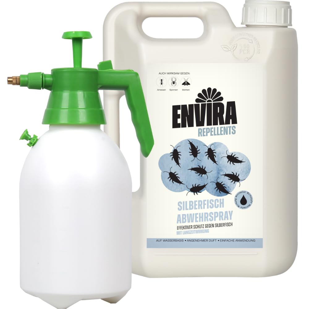 Envira Silberfischspray 2L + 2L Sprüher - gegen Silberfische & Papierfische | Silberfisch Spray mit Langzeitwirkung & Mittel gegen Papierfischchen - effektiv in der Wohnung loswerden