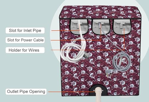 Image of Stylista Washing Machine Cover Compatible for Godrej 8.5 KG Semi-Automatic Top Loading WSEDGEDIGI855.0PB2MGPGR, Floral Pattern Magenta