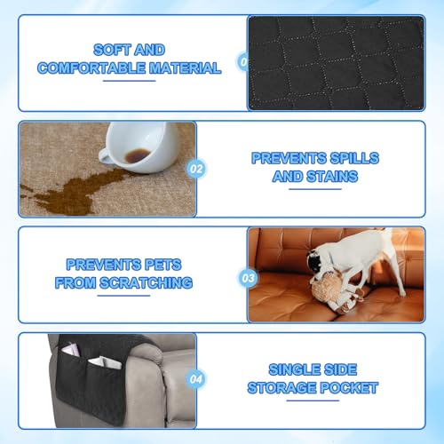 Fundas para reposabrazos de sofá fundas para sillón reclinable bolsillo lateral negro 2 u 4
