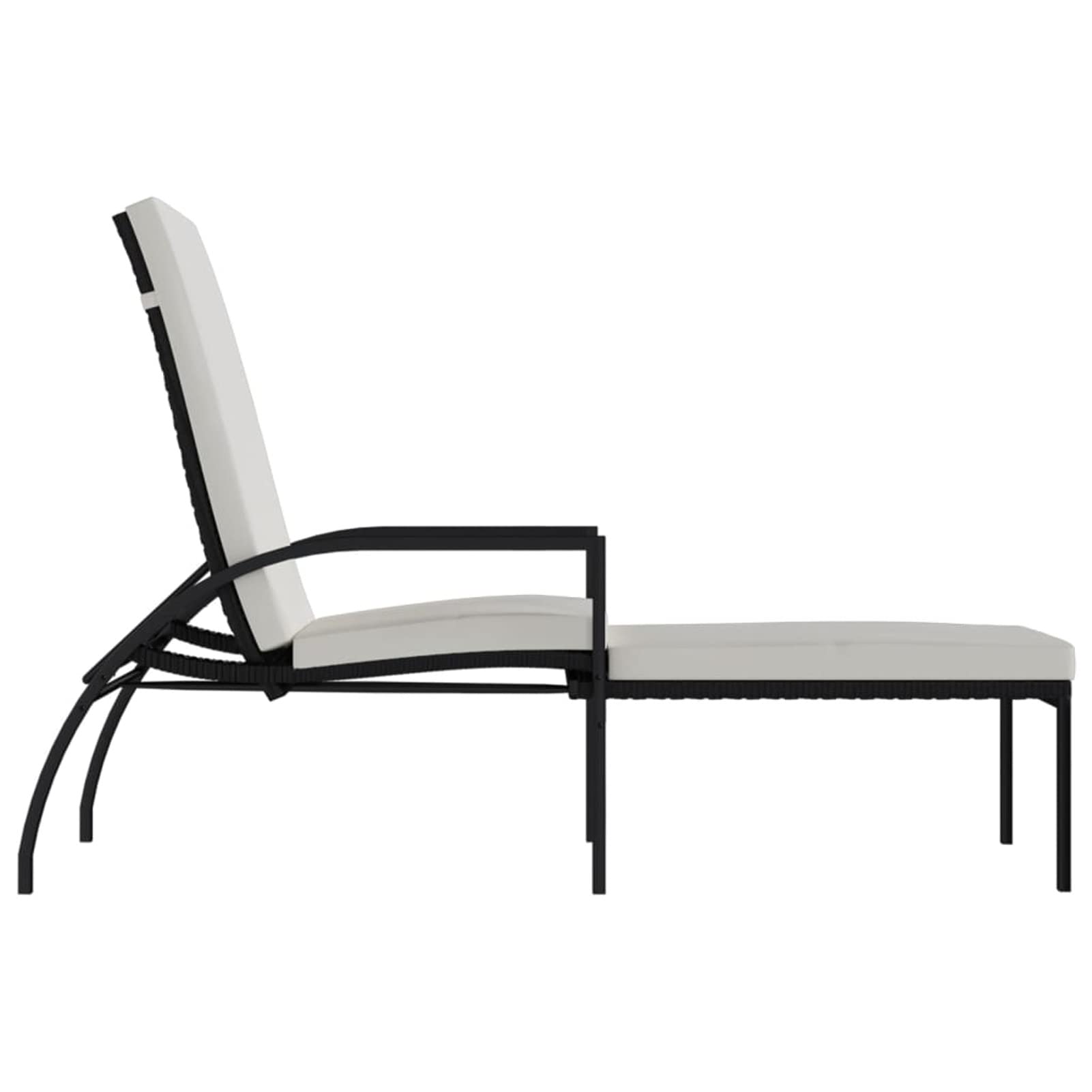 Homgoday Lettini Prendisole 2 pz con Poggiapiedi in Rattan PE Nero, Divani per Esterno da Giardino, Divano Salotto Giardino, Divano Terrazzo Esterno, Arredamento Giardino