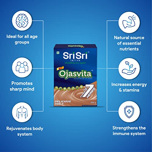 Image of Sri Sri Tattva Ojasvita Malt Powder - Drink Mix for Sharp Mind & Healthy Body - 500 g