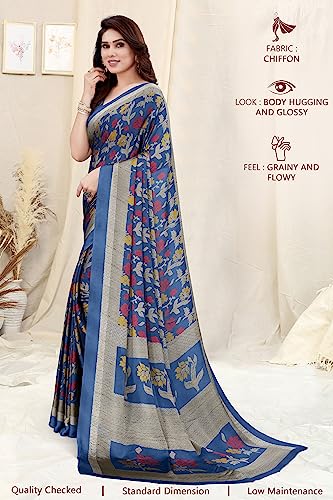 Image of MIRCHI FASHION Saree for Woman Chiffon Floral Printed | Lightweight Daily Wear Women's Sari with Unstitched Blouse Piece (Available in 20 Colors)