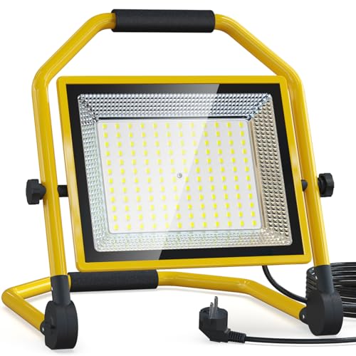 AffyBulb Projecteur de Chantier à LED 16500 Lumens, Câble 16FT, 6500k, étanche, Support Réglable Idéal pour les Ateliers Intérieurs et Extérieurs, les Garages et les Chantiers de Construction (150W)