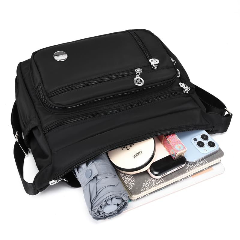 Image of COOLOME Purses for Women CrossBody Bag Waterproof Tote Shoulder Handbag Multiple Pockets Nylon Messenger Bag Fashion Tote Bag