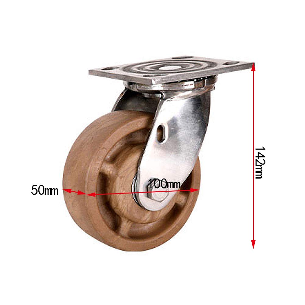 wheel Rueda de Nylon Universal Resistente a Altas temperaturas de Acero Inoxidable, Carga de una Sola Rueda 250 kg, 1 Paquete 4