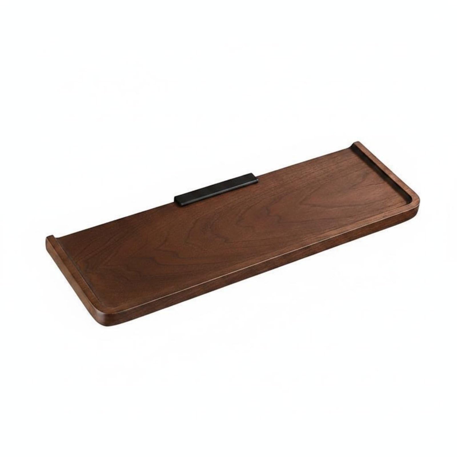 Étagère Murale en Noyer et Aluminium Recessé Moderne pour Salon, 50 Cm