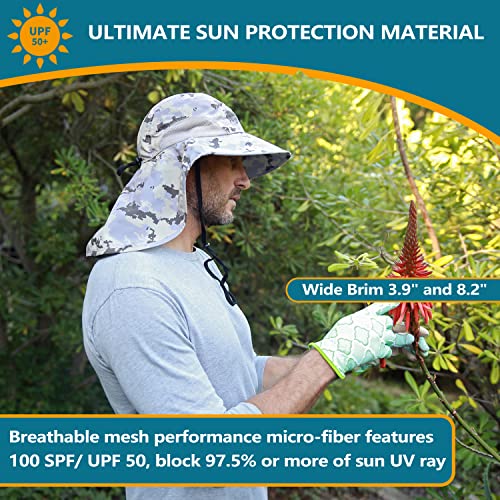 Image of Solaris Sun Hat with Neck Flap, UPF 50 Sun Protection Lightweight Sun Cap for Men Women, Wide Brim Hat for Fishing Hiking
