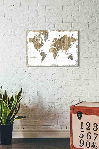Image of Epic Graffiti 'Gilded Map' by Wild Apple Portfolio, Canvas Wall Art, 18 inchx26 inch