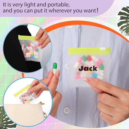 Image of Sherr 35 Pcs Pill Pouch Bags with Zipper Pill Pouch Set Travel Reusable Translucent Medicine Organizer Self Sealing Plastic Bag with Slide Lock for Storage(Bright Colors,3 x 3 Inch,Blank Style)