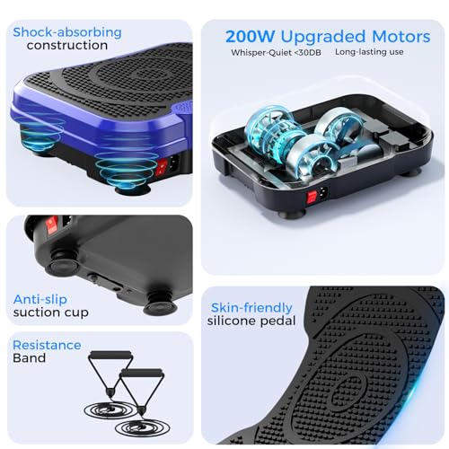 Image of Vibration Plate Exercise Machine,Vibration Plate for Lymphatic Drainage Power Vibration Plate Machine Support 450 Lbs 250 Adjustable Speeds,Vibrating Plate Shake Plate Weight Loss