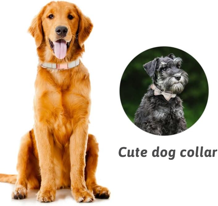 Miniatura 2 de Juego de correa de collar de perro a cuadros con corbatín ajustable lindo collar de cachorro con hebilla de metal duradera para niñas y niños,