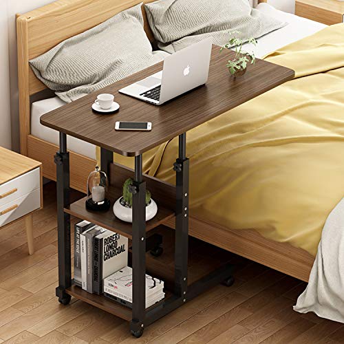 YJHome Mesa Auxiliar portátil Ajustable en Altura con Ruedas - con Mesa de Cuidado Multifuncional de 2 Capas - Mesa para computadora 80 x 40cm portátil Mesa de Trabajo móvil para Oficina en casa