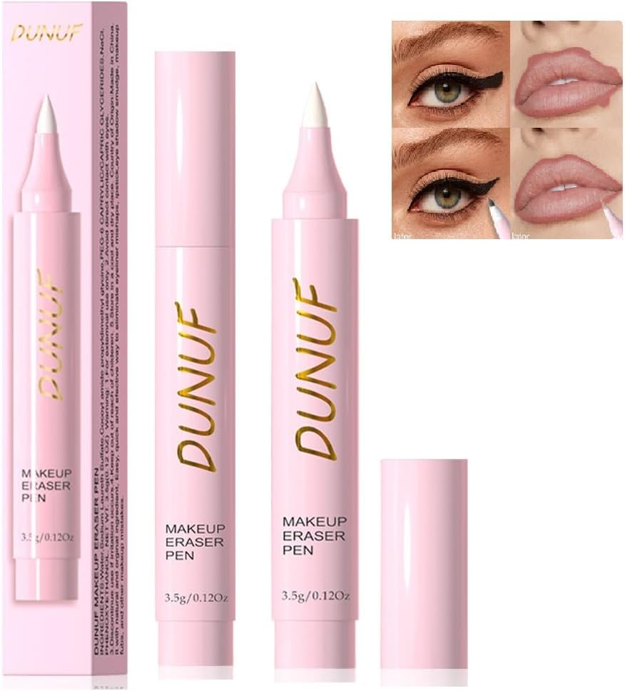 2Pcs Makeup Remover Pen, Reusable Makeup Eraser Eye Makeup Corrector Pen Quick Fix Makeup Cleanser Eraser Pen Mistakes Makeup Corrector, Facial Cleanser Pen for Eyes, Brows and Lips