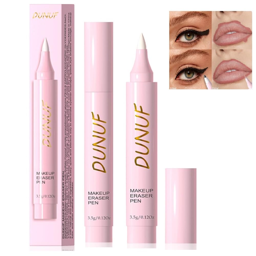 2Pcs Makeup Remover Pen, Reusable Makeup Eraser Eye Makeup Corrector Pen Quick Fix Makeup Cleanser Eraser Pen Mistakes Makeup Corrector, Facial Cleanser Pen for Eyes, Brows and Lips