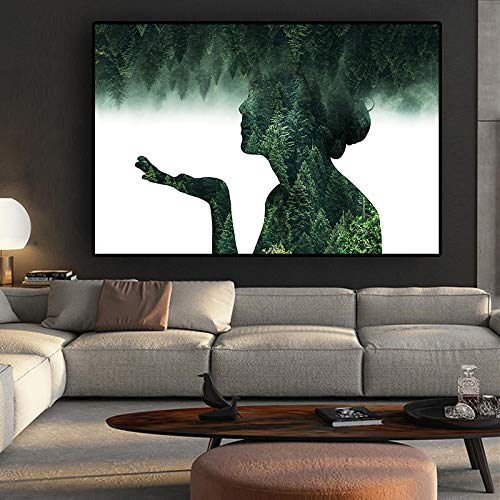 Impression sur toile forêt abstraite affiche d'art scandinave haute netteté