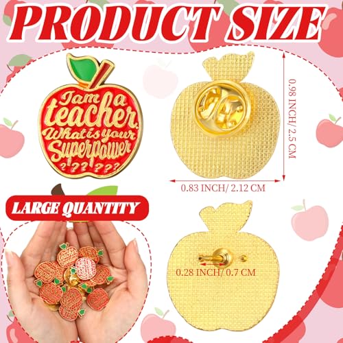 Image of Hoteam Teacher Appreciation Gifts Bulk Apple Lapel Pins Thank You Enamel Brooch Pins Accessories for Teachers Employee