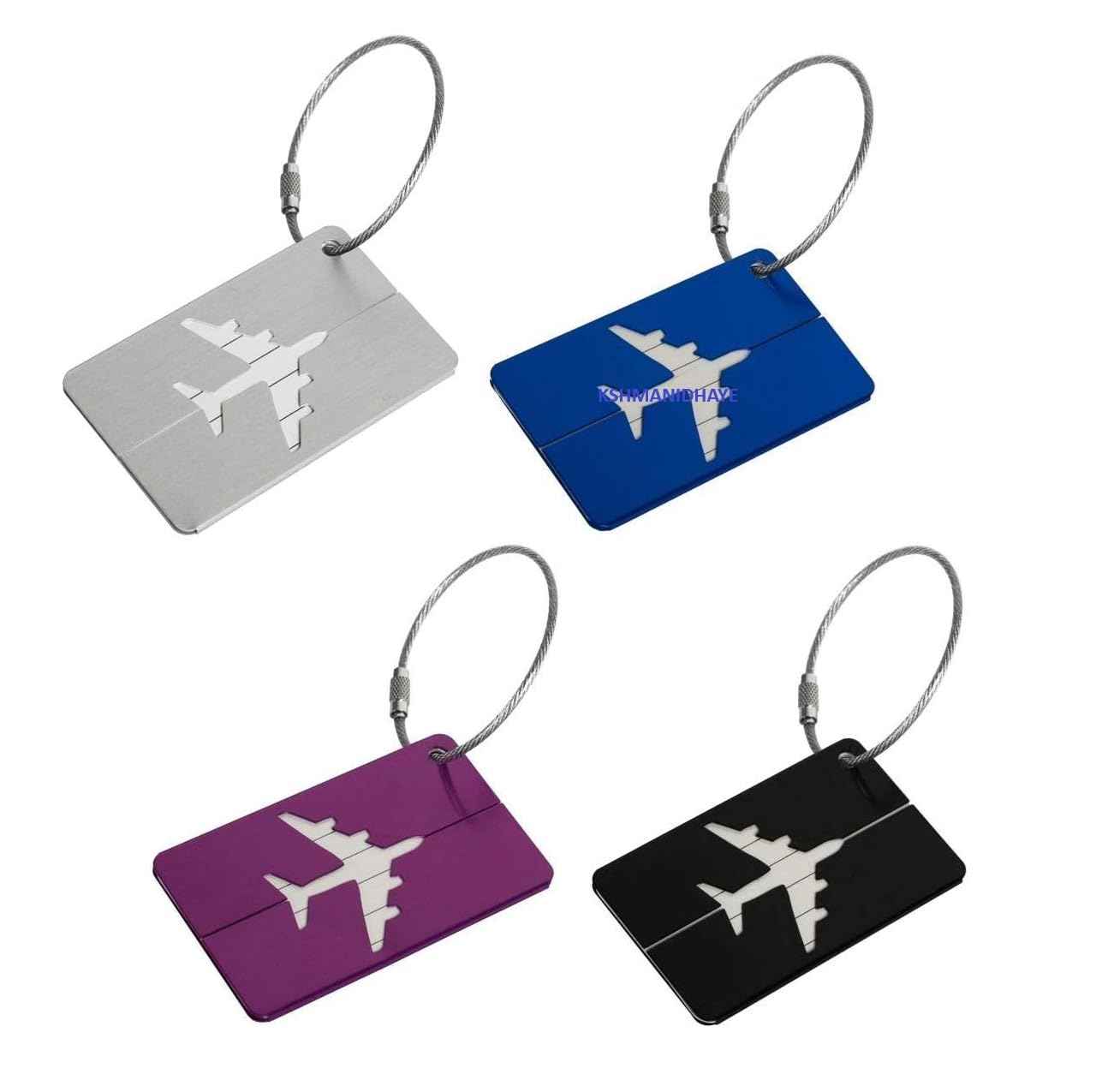 KSHMANIDHAYE Durable Metal Luggage Tag - Stylish, Personalized Travel ID Tag for Easy Luggage Identification Luggage Tag Set with Airplane Design, Steel Wire Loop, Travel ID Labels (4)-image-21