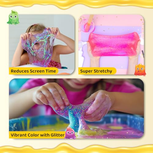 Image of PW Mini Slime Kit for Kids 3 to 10 Years, 6 Fruit-Scented Colourful Slimes | Kit with Moulds, DIY Sensory Play, Safe & Non-Toxic, Birthday /Return Gift