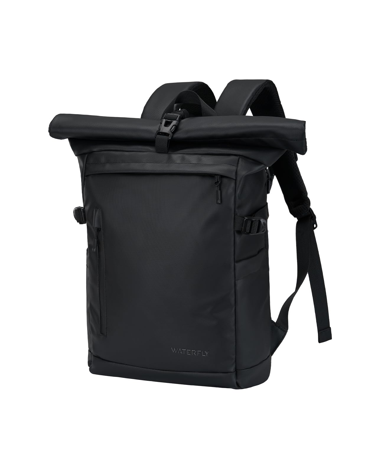 Waterfly Zaino arrotolabile: zaino impermeabile da 18 l, per uomini e donne, con scomparti multipli per scuola, pendolarismo e viaggi, colore nero