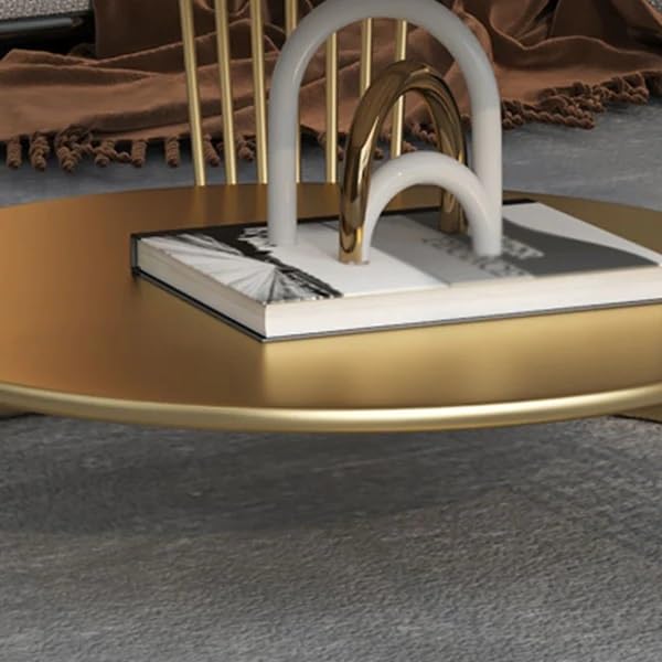Image of EDEUEQUE Modern Coffee Table Round Simple Tables with Storage Shelf with 1-Tier Storage Shelves, Metal Center Table Minimalist Cocktail Tea Table for Living Room, Office (Golden Black)