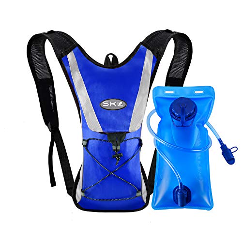 SKL Mochila de hidratación con 2l Mochila de hidratación Vejiga del Agua Mochila de Senderismo Mochila de Ciclismo para Escalada Camping Correr (Azul)