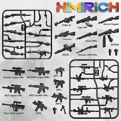 Image of Weapons Pack Military Toy Set Building Blocks Model for Soldier Figures, Army Equipment Gear Kit Pieces and Parts Accessories Compatible with Major Brand