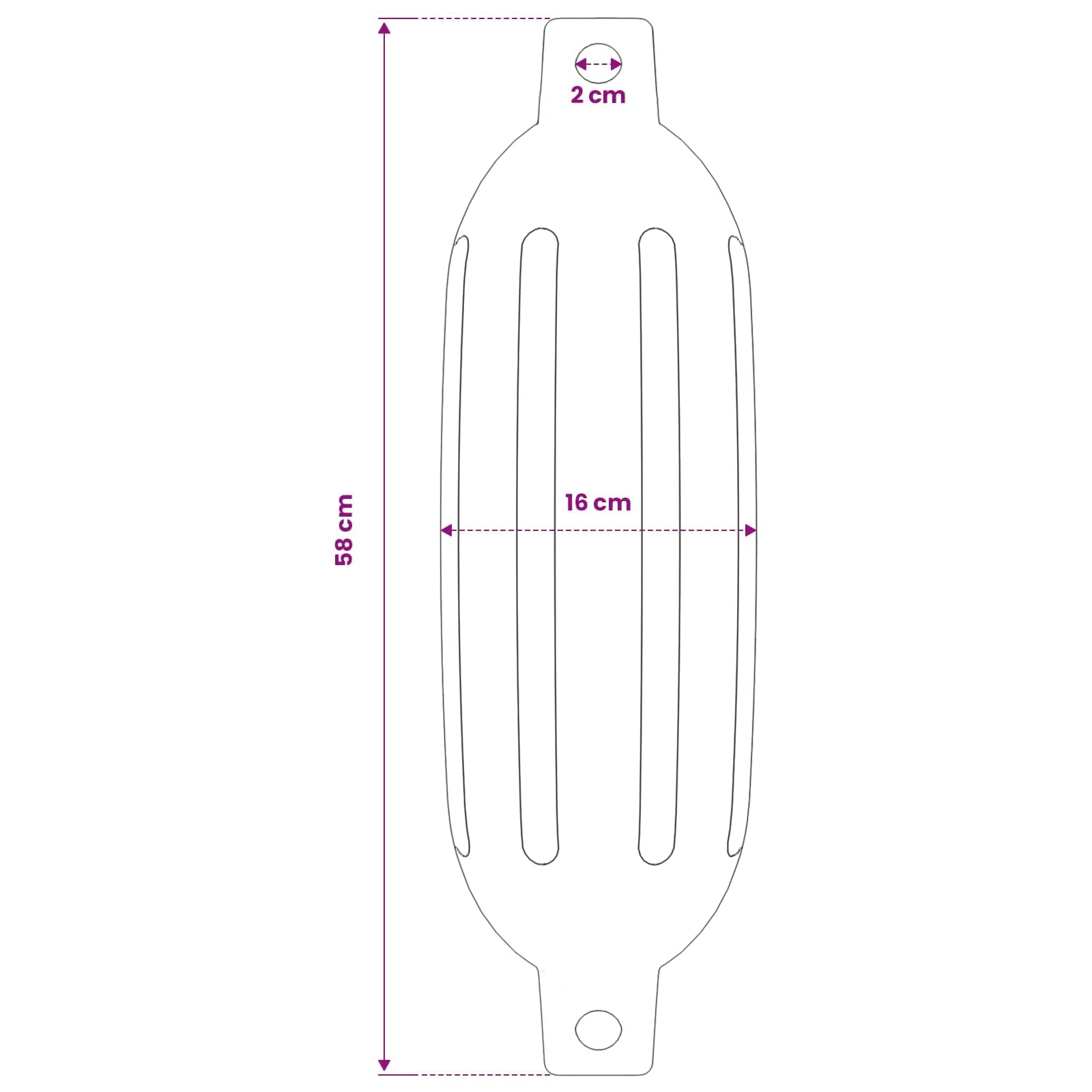 Parafango per barca, 2 pezzi, Ø 16 x 58 cm, blu, in PVC con corde e pompa, resistente alle intemperie per gommoni, ponton, porti, ormeggio e protezione per gli sport acquatici