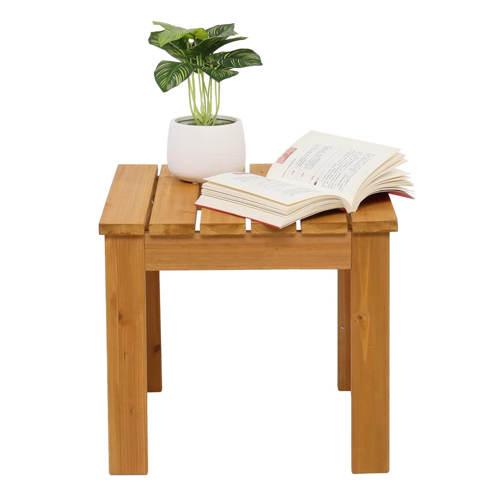 Outopee Wooden Square Garden Side Table, Natural