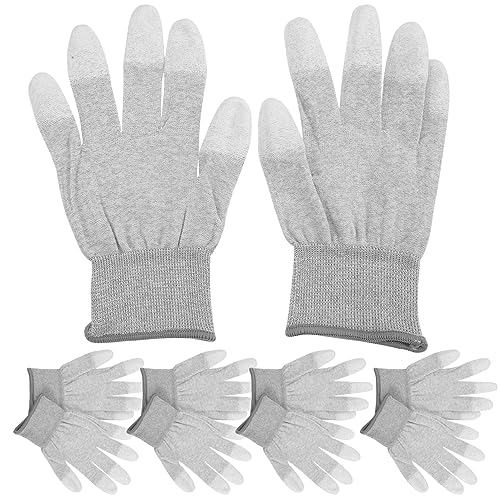 DOITOOL 5 Pares Guantes Antiestáticos Protector Revestimientos De Guantes Punta Del Dedo Guantes De Trabajo Hombres Guantes De Limpieza Reutilizables Guantes De Policia Fibra De Carbon