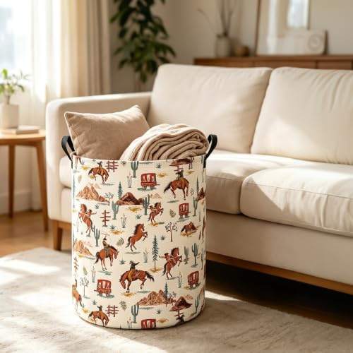Image of Western Cowboy Fabric Storage Bin,Nursery Organizer Basket