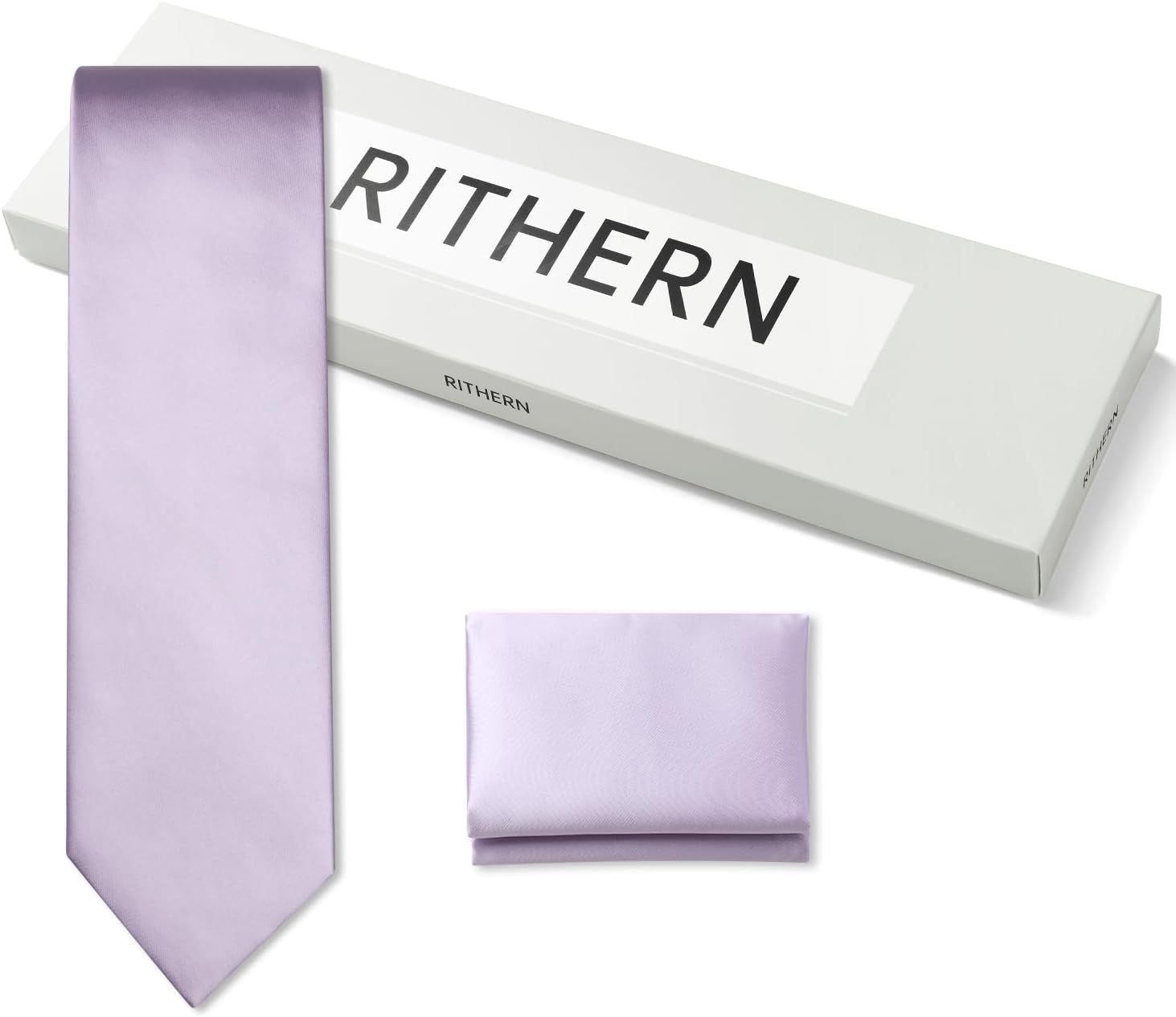 Ties for Men Formal Ties with Pocket Square Set Classic Solid Color Mens Tie Handkerchiefs Satin Silk Neckties in Box - Image 5