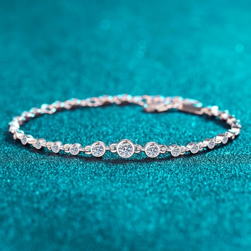Chaîne à maillons Moissanite 0.87cttw StarGems bracelet ajustable argent 925