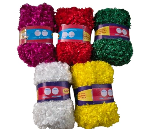 5 Colour Feather Wool Crochet Threads for Rangoli Mat | Rangoli Art, Wool Material Feather Wool, Crochet Hook Crochet Threads-image-2