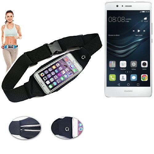 Preisvergleich Produktbild K-S-Trade Für Huawei P9 Lite Gürteltasche Umhängetasche Bauchtasche Schwarz Sport Running Jogging Fitness Laufen Exercise Schutzhülle Für Huawei P9 Lite
