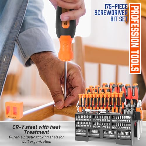 image for Amartisan 175-piece Magnetic Screwdrivers Set Plastic Racking, DIY Too