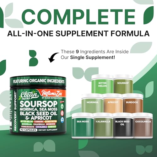 image for Clean Nutraceuticals Clean Nutra Soursop Supplement Moringa Sea Moss B