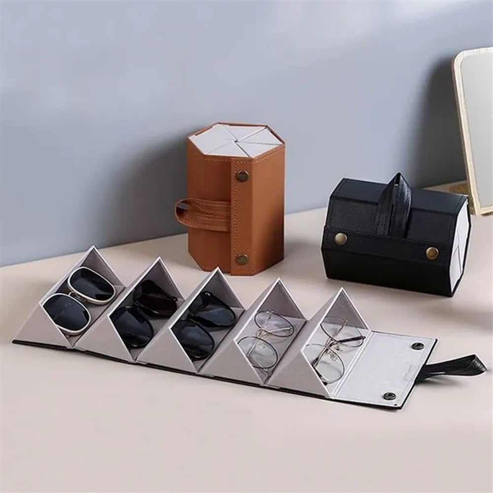 Custodia per occhiali portatile in pelle PU 5 paia di occhiali da sole scatola portaoggetti per occhiali da vista interruttore magnetico borsa PU